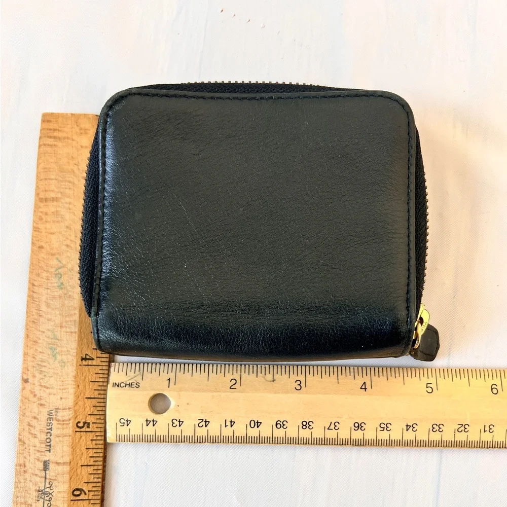 vintage HOBO Black Leather Double Zipper Card Wallet Unisex - Picture 4 of 9